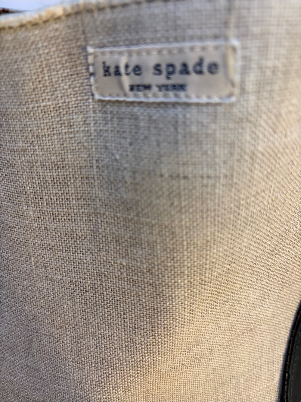 kate spade beige canvas tote with black handles - Picture 2 of 6